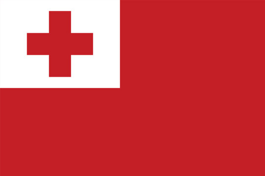 Flag of Tonga. Tongan red flag with a cross. State symbol of the Kingdom of Tonga.