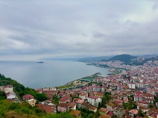 Areal view of Giresun City Center from the Giresun Castle, Turkey