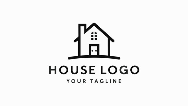 Flat Design Vector Logo of a House on a White Background