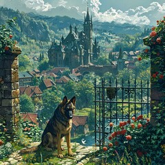 The Castle's Loyal Companion: A German Shepherd's Tale