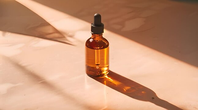 liquid bottle with sunlight shadow
