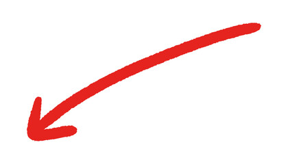 手描きの斜め下向き赤い矢印 - シンプルでおしゃれな装飾のデザイン素材
