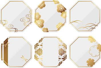 高級感のある和風フレーム6種セット　ホワイト＆ゴールド © ベルベットR