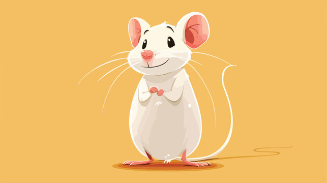 Cartoon character  a white rat. Strong mouse. Rat