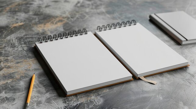 Spiral notebook open with blank page. AI generated image