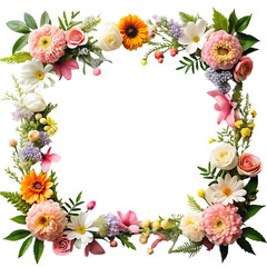 Fototapeta premium copy space surrounded by pink flowers and leaves