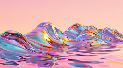 Surreal Colorful Liquid Waves on Pastel Background