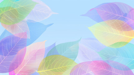 Vibrant Transparent Leaves Background in Pastel Colors