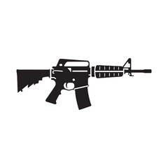 Weaponry Elegance: Intricate Assault Rifles Silhouette Crafted with Precision - Assault Rifles Illustration - Minimallest Rifles Vector
