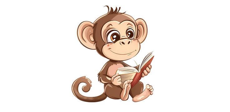 A Cute monkey reading book icon image