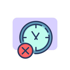 Clock with cross mark thin line icon. Watch, timer, wrong, not allowed symbol. Time management or planning concept. Vector illustration symbol element for web design and apps