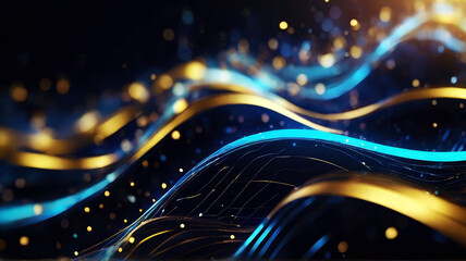 Data technology abstract futuristic blue wave background. 
