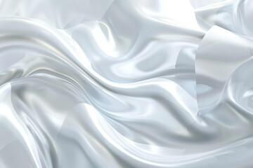 A white fabric with a wave pattern. The fabric is smooth and shiny