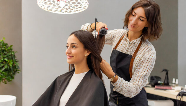 parrucchiera al lavoro capelli messa in piega tinta 