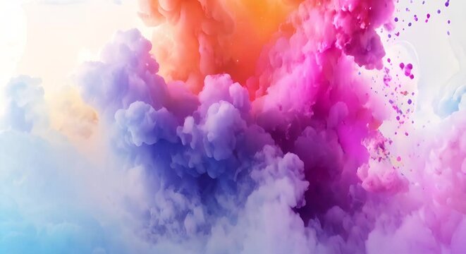 Abstract image with colorful clouds of pink and blue ink in water.