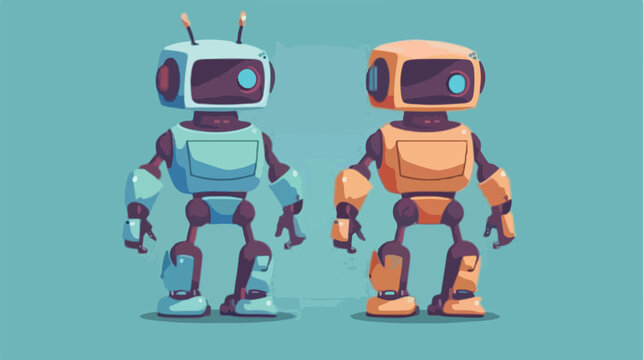 Couple of robots technology icons vector illustration