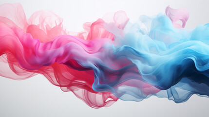 3d render Colorful blue and pink smoke clouds in muted tones flowing in water on grey background Generate AI