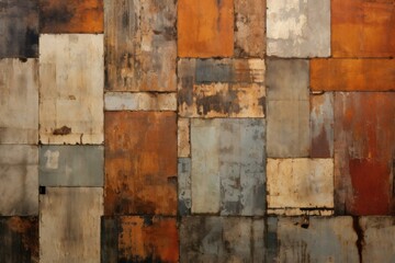 Textured Rusty patchwork wall. Stone retro. Generate Ai