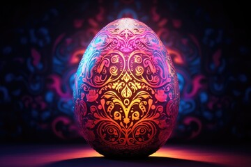 A neon-lit Easter egg, an electrifying and festive background for Easter-themed designs