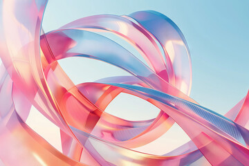 Abstract Pink and Blue Ribbons Background in Soft Pastel Colors - obrazy, fototapety, plakaty