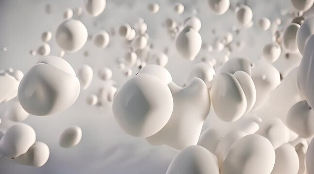 Close-Up of Milk Droplets in a Dynamic Splash, Isolated Against a Bright White Field