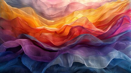 Colorful Wavy Fabric in Dynamic Flow