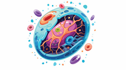 Detailed illustration of an animal cell on white flat
