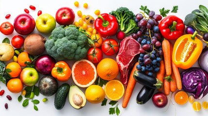 Assorted Fruits and Vegetables on White Surface