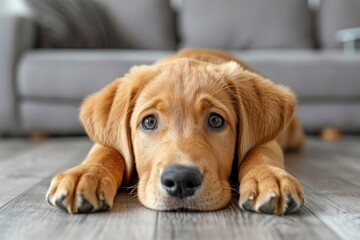 Close Up of a Dog Laying on the Floor