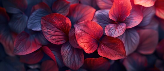Detailed view of a cluster of vivid red flowers with green stems against a dark background. - obrazy, fototapety, plakaty
