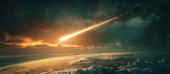Fototapeta na wymiar Spectacular asteroid soaring majestically through the twilight sky