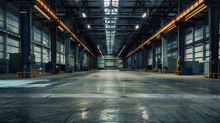 a large warehouse with a large ceiling