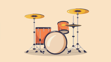 Fototapeta na wymiar Drum instrument musical isolated icon flat cartoon