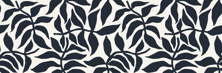 Seamless pattern botanical floral Matisse.