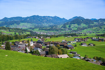 Fototapeta na wymiar Village of Schwarzenberg in the Bregenzerwald, State of Vorarlberg, Austria