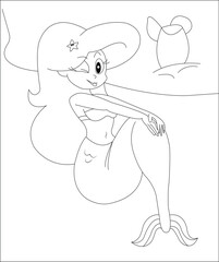 Marina Mermaid Coloring Book Page For Kids 