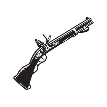 black and white antique musket gun clip art preview