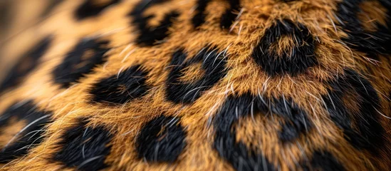  A detailed close up view of the intricate pattern and texture of a leopards fur. © FryArt Studio