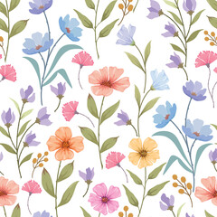 Beautiful flowers design in pastel color seamless pattern. This pattern can be used for fabric textile wallpaper gift wrap paper.
