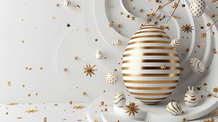 golden easter invitation, set of easter products on a white background.