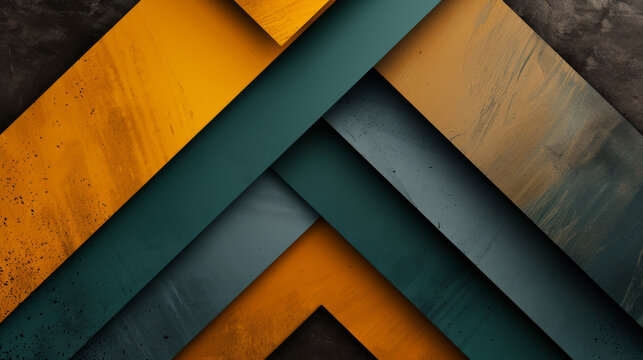 A series of yellow and blue stripes are arranged in a zigzag pattern. The stripes are of varying widths and the overall effect is a visually interesting and dynamic composition