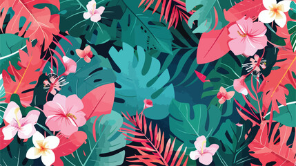 Floral vector spring card composition design tropic - obrazy, fototapety, plakaty
