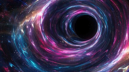 Vibrant galactic black hole in space - This striking image captures the dynamic and vivid colors swirling around a black hole in the vastness of space