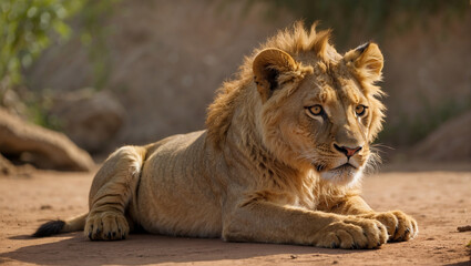 Obraz premium Photo illustration of cute and funny lions doing their activities 13