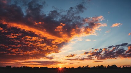 Fototapeta premium trees in foreground, blue sky with clouds in background