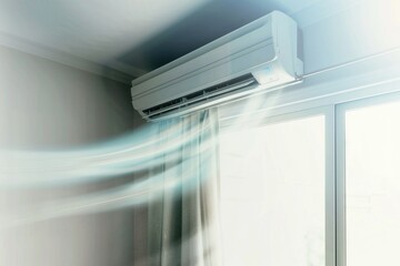 Obraz premium Air conditioning unit on wall cooling the room