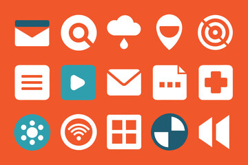 Set of Web Icons Vector on flat background