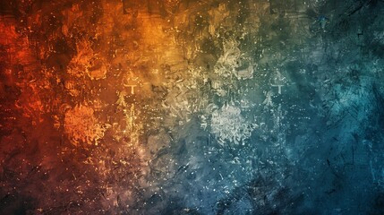 cool blues warm oranges deep greens abstract background with old texture