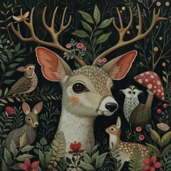 Vintage illustration of deer