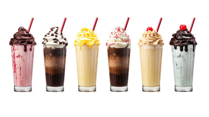 icecream milkshake on white isolated on clear png background and transparent background. food drink and dessert concept for cafe and restaurent, AI generative. 